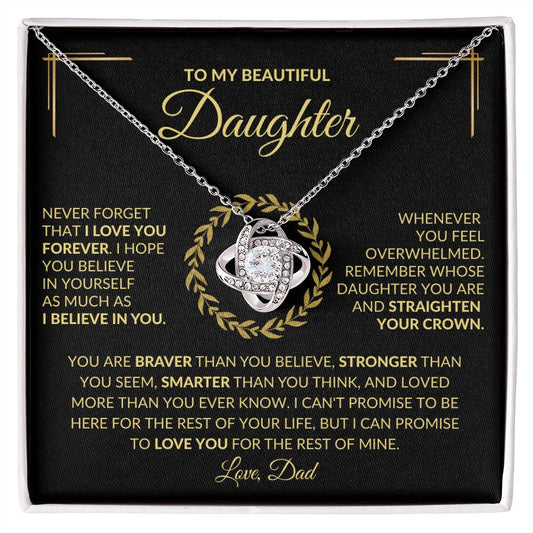 To My Beautiful Daughter - This Old Lion Will Always Have Your Back - Love Knot Nacklace